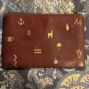 Madewell Genuine Leather Gold Embossed Clutch